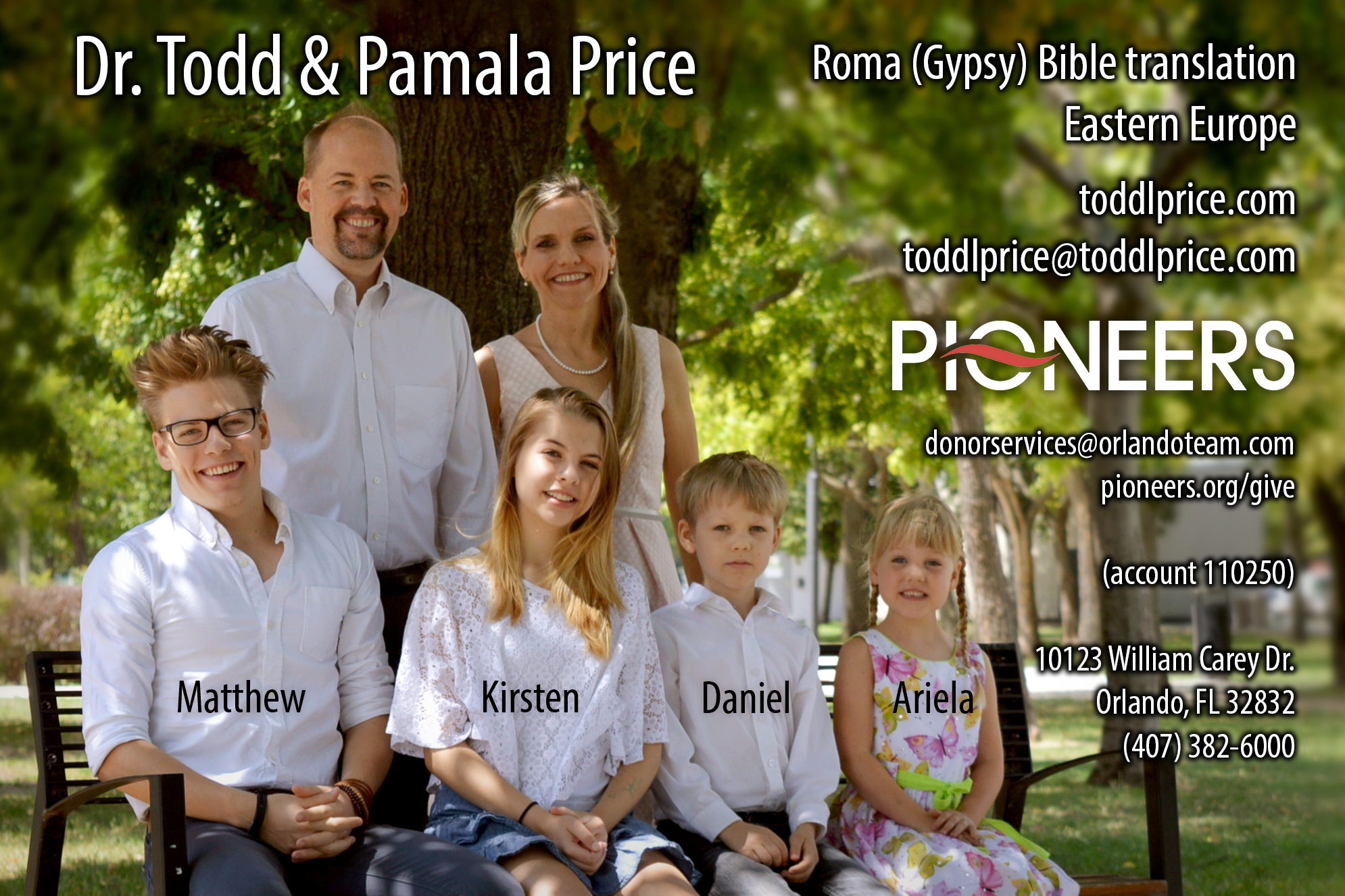 A message from one of our Global Partners—Todd and Pamala Price: